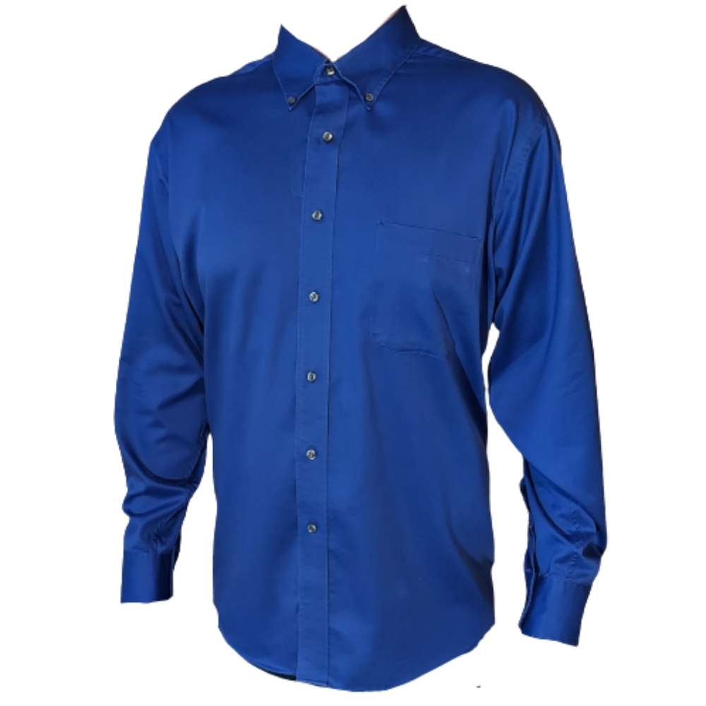 Izod Easy Care Blue Cotten Button Up Dress Shirt